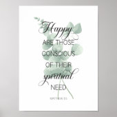 2026 JW Jaar Tekst Mattheüs 5:3 met Eucalyptus Poster (Voorkant)