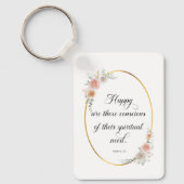 2026 JW Jaar Tekst Mattheüs 5:3 met Rozen Sleutelhanger (Voorkant)