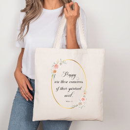 2026 JW Jaar Tekst Mattheüs 5:3 met Rozen Tote Bag