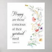 2026 JW Jaar Tekst met Lente Bloemen Mattheüs 5:3 Poster (Voorkant)