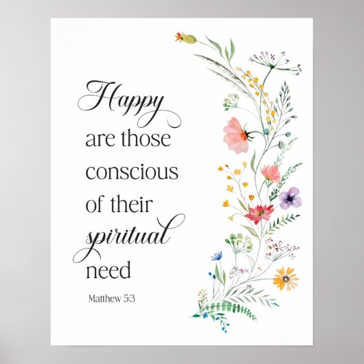 2026 JW Jaar Tekst met Lente Bloemen Mattheüs 5:3 Poster (Voorkant)