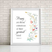 2026 JW Jaar Tekst met Lente Bloemen Mattheüs 5:3 Poster