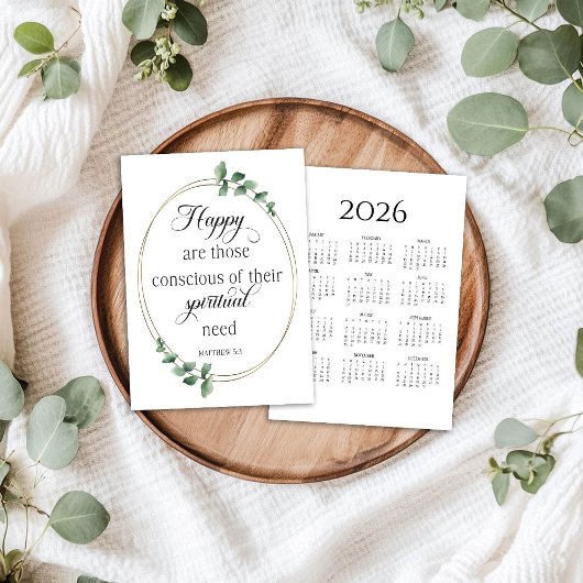 2026 JW Year Text Calendar Card Programmakaart
