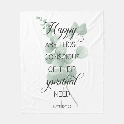 2026 JW Year Text Matthew 5:3 with Eucalyptus Fleece Deken (Voorkant)
