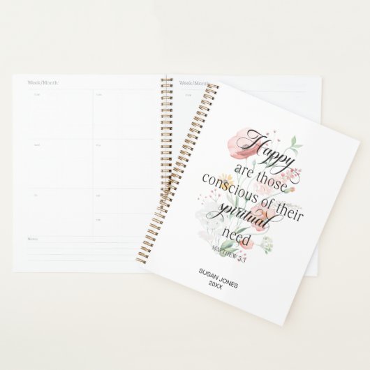 2026 JW Year Text Matthew 5:3 with Spring Flowers  Planner (Display)