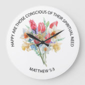 2026 JW Year Text Matthew 5v3 Spring Flowers Grote Klok (Voorkant)