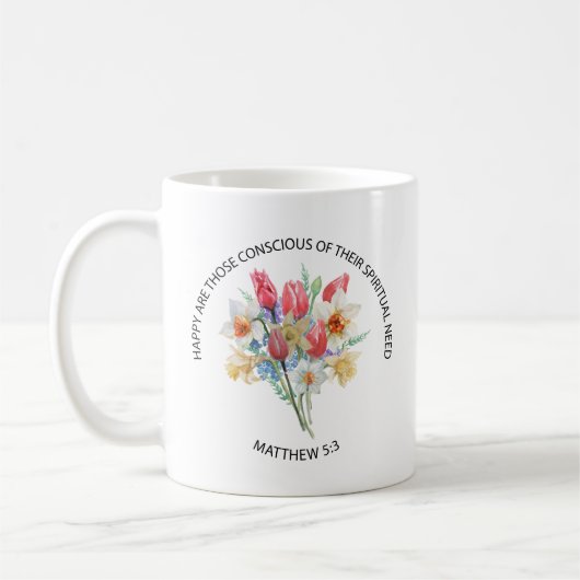 2026 JW Year Text Matthew 5v3 Spring Flowers Koffiemok (Links)