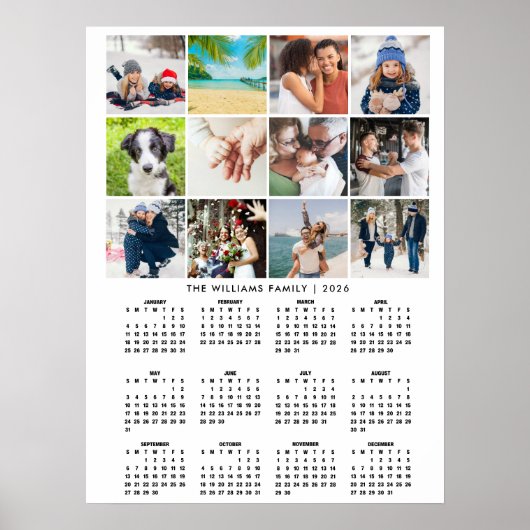 2026 Kalender 12 Foto Collage Poster (Voorkant)