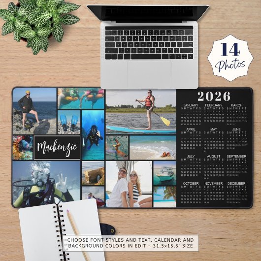 2026 Kalender 14 Foto's Naam Aangepaste kleur Bureaumat