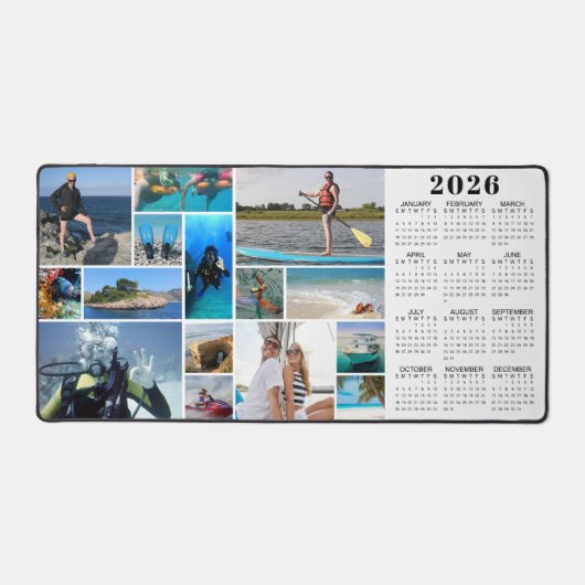 2026 Kalender 15 Foto's Monogram Aangepaste kleure Bureaumat (Voorkant)