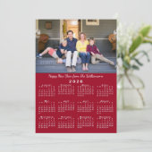 2026 Kalender 2 Aangepaste Foto's Rood Gelukkig Ni Feestdagenkaart (Staand voorkant)