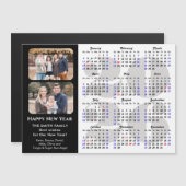 2026 Kalender 2 Foto Modern Zwart Eenvoudig Magnet (Voorkant / Achterkant)