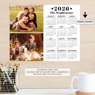 2026 Kalender 2 Foto's Gepersonaliseerd Poster