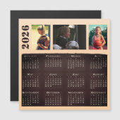 2026 Kalender 3 Foto Collage Magneet Kaart (Voorkant / Achterkant)