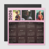 2026 Kalender 3 Foto Collage Magneet Kaart (Voorkant / Achterkant)