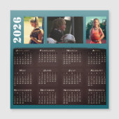2026 Kalender 3 Foto Collage Magneet Kaart (Voorkant)