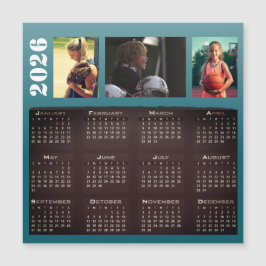 2026 Kalender 3 Foto Collage Magneet Kaart