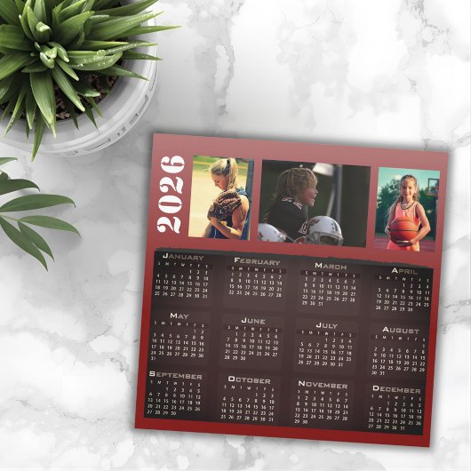 2026 Kalender 3 Foto Collage Magneet Kaart