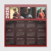 2026 Kalender 3 Foto Collage Magneet Kaart (Voorkant)