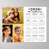 2026 Kalender 3 Fotocollage Gepersonaliseerd Poste Poster (Voorkant)
