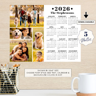 2026 Kalender 5 Foto Collage Persoonlijke Poster