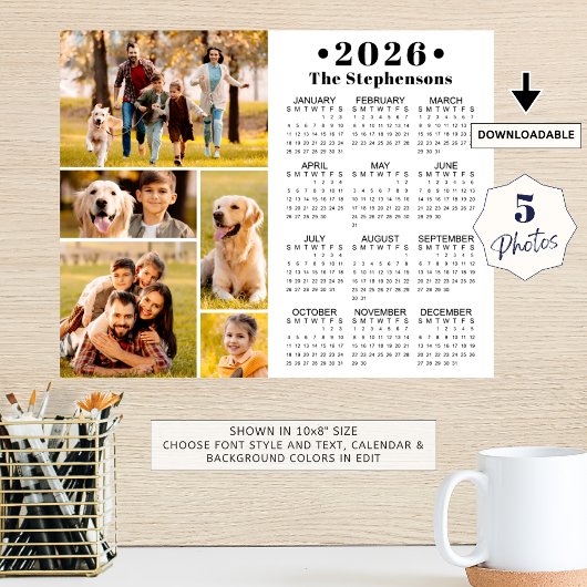 2026 Kalender 5 Foto Collage Persoonlijke Poster