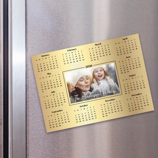 2026 Kalender Aangepaste Foto Gouden Folie Familie