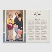 2026 Kalender Aangepaste Foto Monogram Beige Magne (Voorkant)