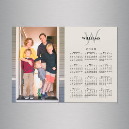 2026 Kalender Aangepaste Foto Monogram Beige Magne