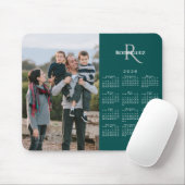 2026 Kalender Aangepaste Foto Monogram Naam Teal Muismat (Met muis)
