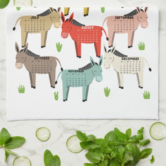 2026 Kalender Aarde Tonen Ezel Theedoek (Gevouwen)