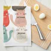 2026 Kalender Aarde Tonen Katten Theedoek (Quarter Fold)
