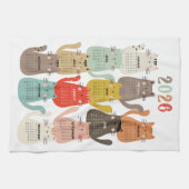 2026 Kalender Aarde Tonen Katten Theedoek (Horizontaal)