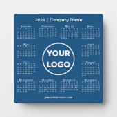 2026 Kalender Bedrijf Logo Blue Business Fotoplaat (Voorkant)