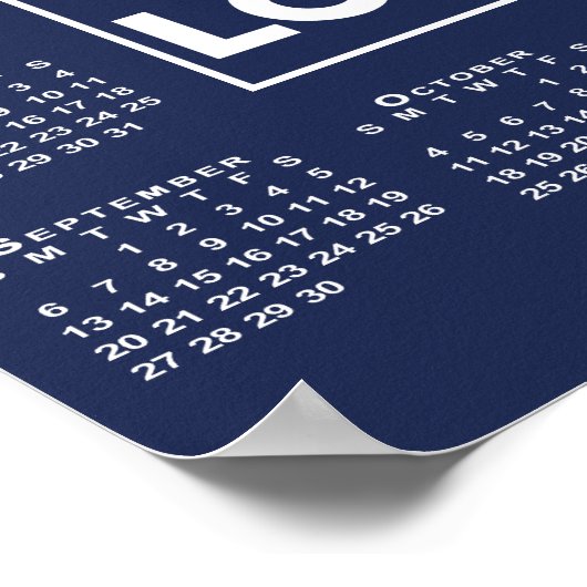 2026 Kalender Bedrijf Logo en Naam Navy Blue Poster (Hoek)