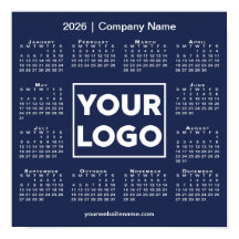 2026 Kalender Bedrijf Logo en Naam Navy Blue