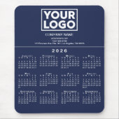 2026 Kalender Bedrijf Logo en tekst Navy Blue Muismat (Voorkant)