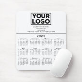 2026 Kalender Bedrijf Logo en tekst op wit Muismat (Met muis)