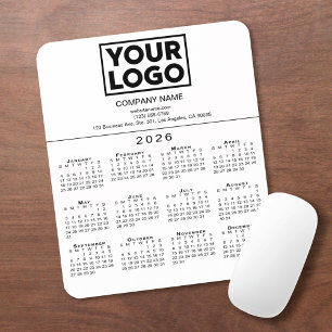 2026 Kalender Bedrijf Logo en tekst op wit Muismat