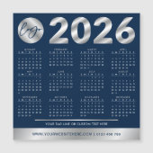 2026 Kalender Bedrijf Logo Navy & Silver (Voorkant)