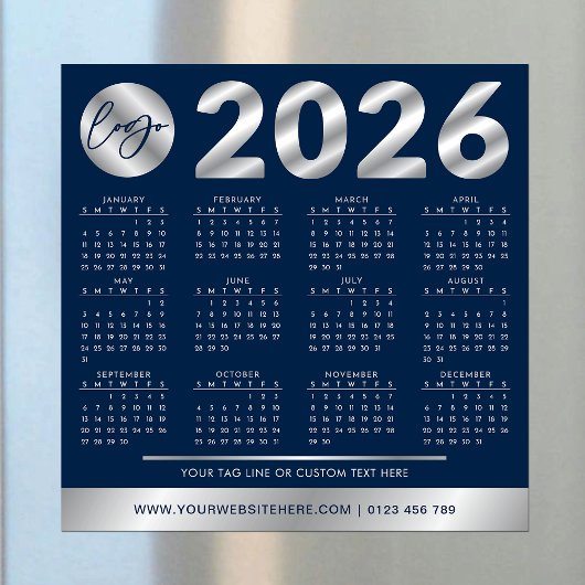 2026 Kalender Bedrijf Logo Navy & Silver