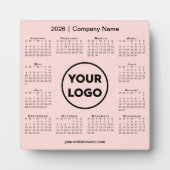 2026 Kalender Bedrijf Logo Pink Business Fotoplaat (Voorkant)