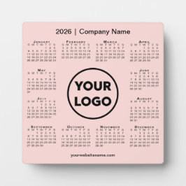 2026 Kalender Bedrijf Logo Pink Business Fotoplaat
