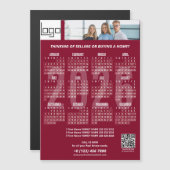 2026 Kalender Bedrijf Logo QR Code Bourgondië Foto (Voorkant / Achterkant)