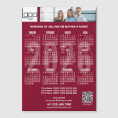2026 Kalender Bedrijf Logo QR Code Bourgondië Foto (Voorkant)