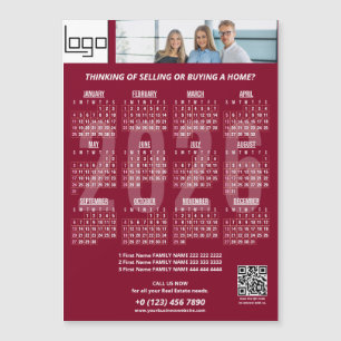 2026 Kalender Bedrijf Logo QR Code Bourgondië Foto