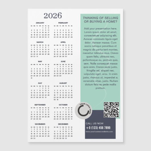 2026 Kalender Bedrijf Logo QR Code Magnetische Kaa (Voorkant)