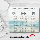 2026 Kalender Bedrijfsnaam Logo QR Code Muismat