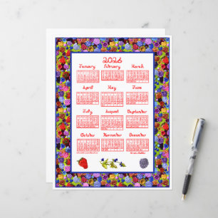 2026 Kalender Bessen Kunstlijst Rode Stof Letterty
