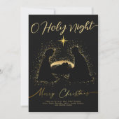 2026 Kalender Black Nativity Manger O Holy Script Feestdagenkaart (Voorkant)
